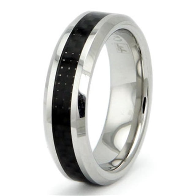Cobalt Chrome Ring with Black Carbon Fiber Inlay - Size 9