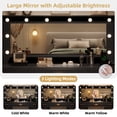 thumbnail image 6 of TOKSOM Modern Black Makeup Vanity Desk with Lighted Mirror & Charging Station, Elegant Vanity Table with 5 Drawers & 2 Cabinets, 3 Lighting Modes Bedroom Vanity Dresser Set with Gold Handles, 6 of 13