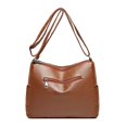thumbnail image 4 of Bolso de mano de piel lavada de gran capacidad, moderno, combinable, para mujeres de mediana edad y mayores, bolso bandolera informal para el hombro, 4 of 6