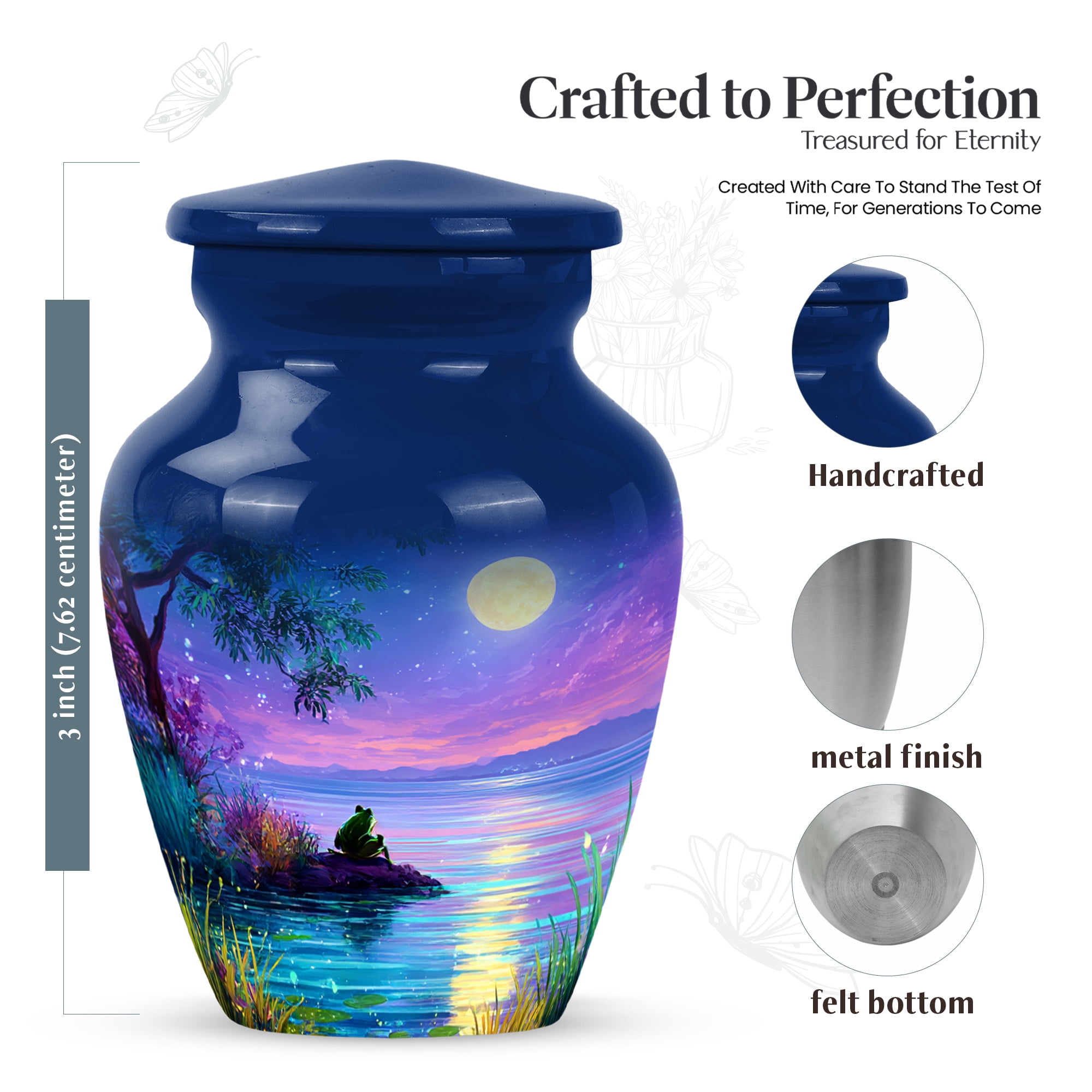 MUKTIVE Frog Urn for Ashes for Women Burial, Keepsake Memorial Moon Urns for Adult Male, Funeral Mini Cremation Urn for Mother & Father, Unique Urns for Human Ashes Adult Female, 3 Inch