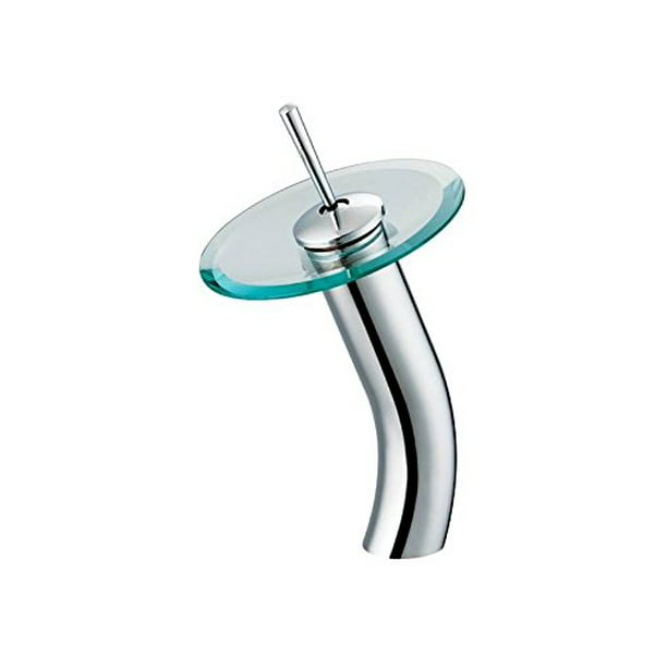 VIGO VG03002CH Single Lever Waterfall Faucet with Clear Glass Disc in ...