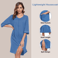thumbnail image 4 of EA'S SECRET Women's Lightweight 100% Cotton Mid-Length Robe Zip Front Bathrobe 3/4 Sleeve Spa Kimono Robe Bridesmaid Bride Party Robes Sleepwear Bath Robes with Pockets(Blue,M), 4 of 7
