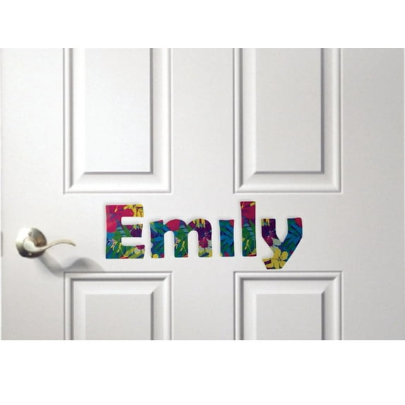 Personalized Name Vinyl Decal Sticker Custom Initial Wall Art Personalization Decor Sticker Floral Hawaiian Print 6 Inches X 15 Inches