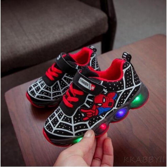 Niños Spiderman zapatillas brillantes zapatos niñas niños deporte correr transpirable niños bebé niños zapatos Led bebé niño sneakers24 Gao Jinjia LED
