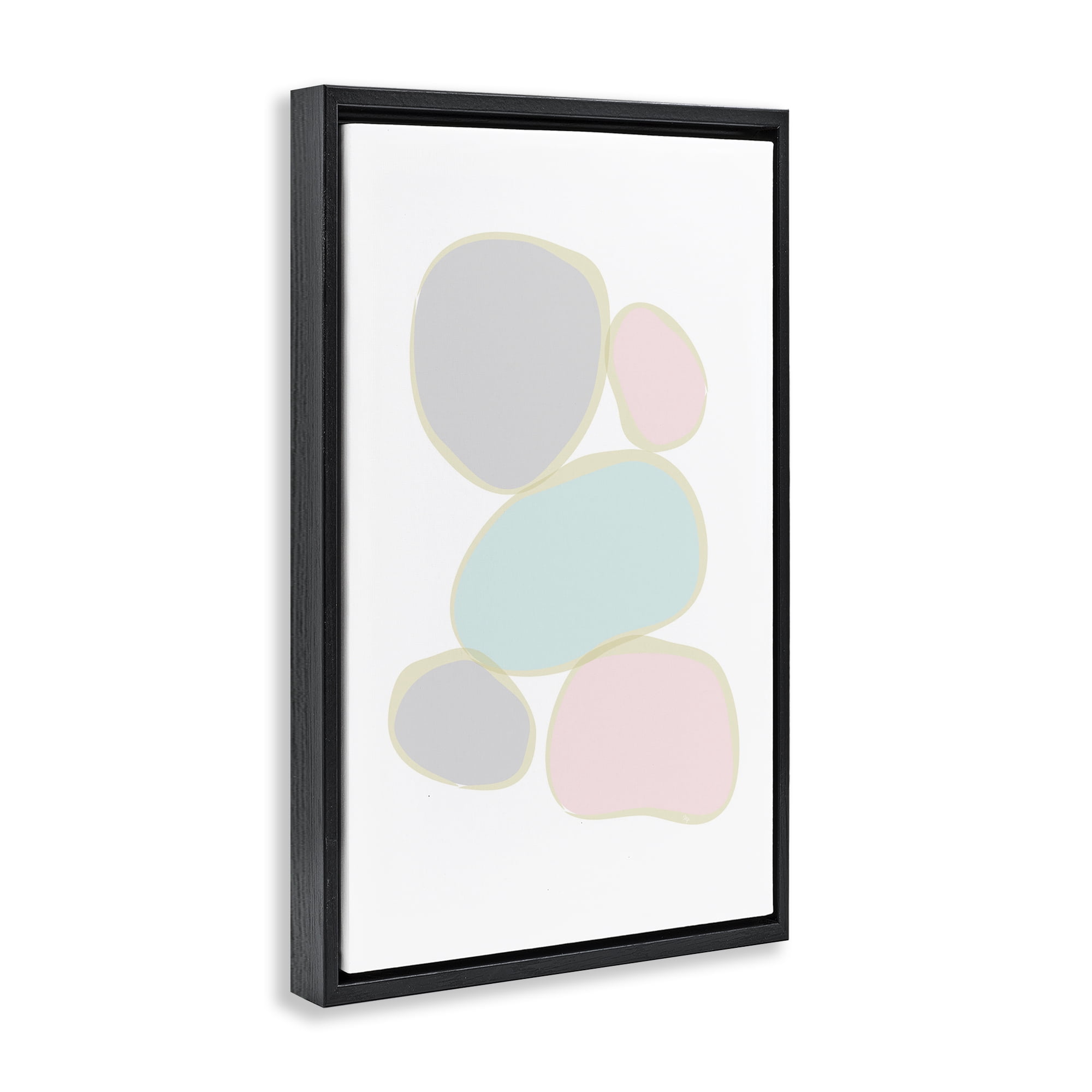 Stupell Industries Minimal Pastel Pebbles Abstract Painting Black Floater Framed Canvas Art Print Wall Art, 21 x 31