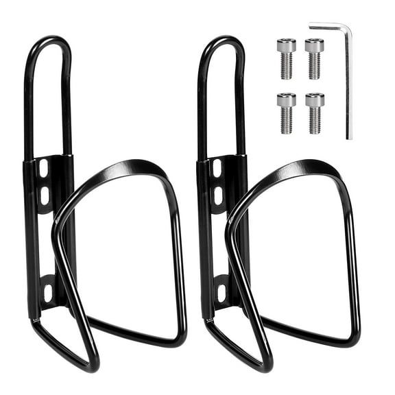 2 Pack PRO Mountain Bike Water Bottle Holder, Lightweight Aluminum Alloy Bicycle Cup Cage with Screws and Tool, Durable Drink Cages for Outdoor Activities, Road, Touring Bike, MTB Cycling, Blacks