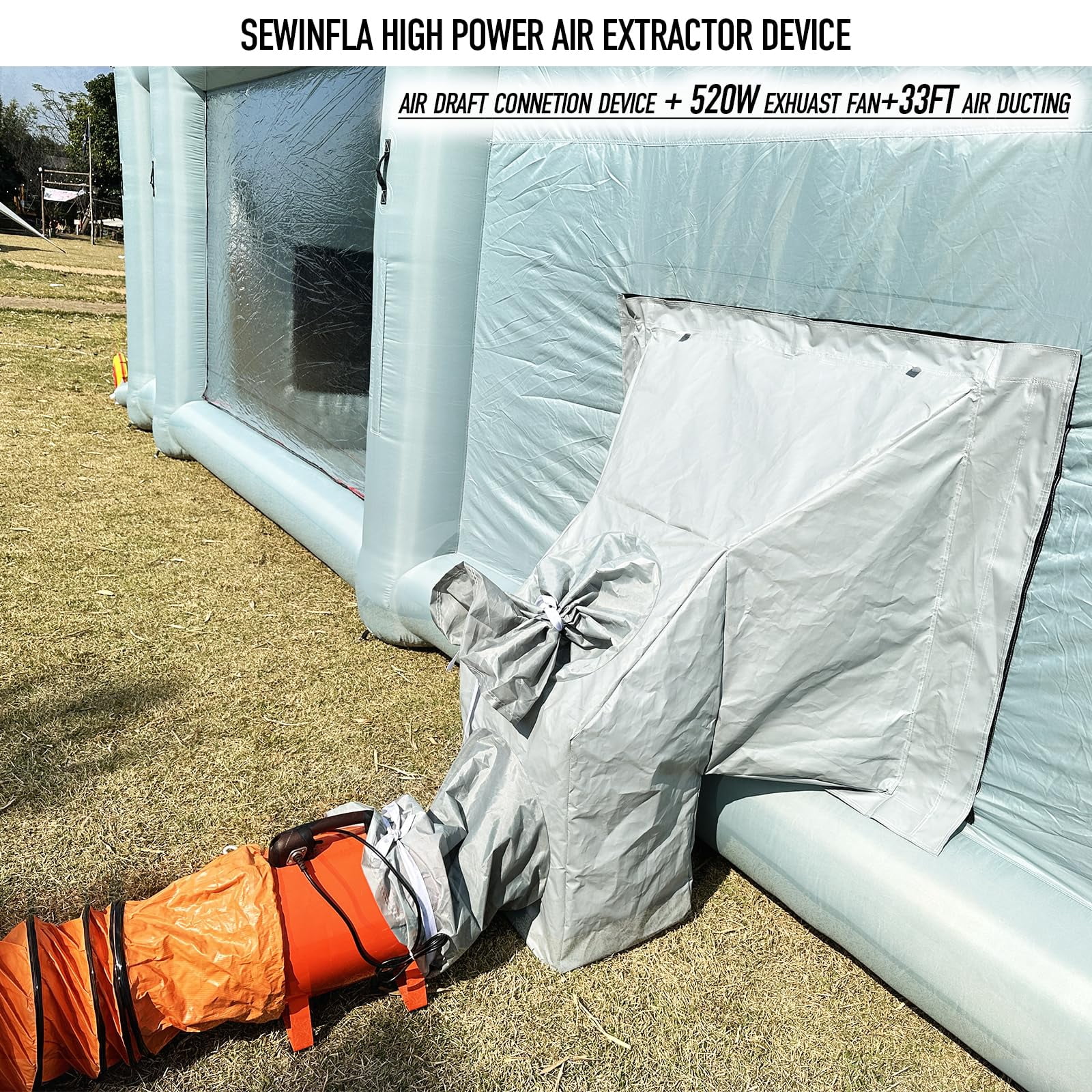 Sewinfla Professional Inflatable Paint Booth 12.5x11.2x11.2Ft with Air Extractor Device, Portable Spray Paint Booth with High Efficient Ventilation System for Cars, Auto Parts, Furnitures Painting