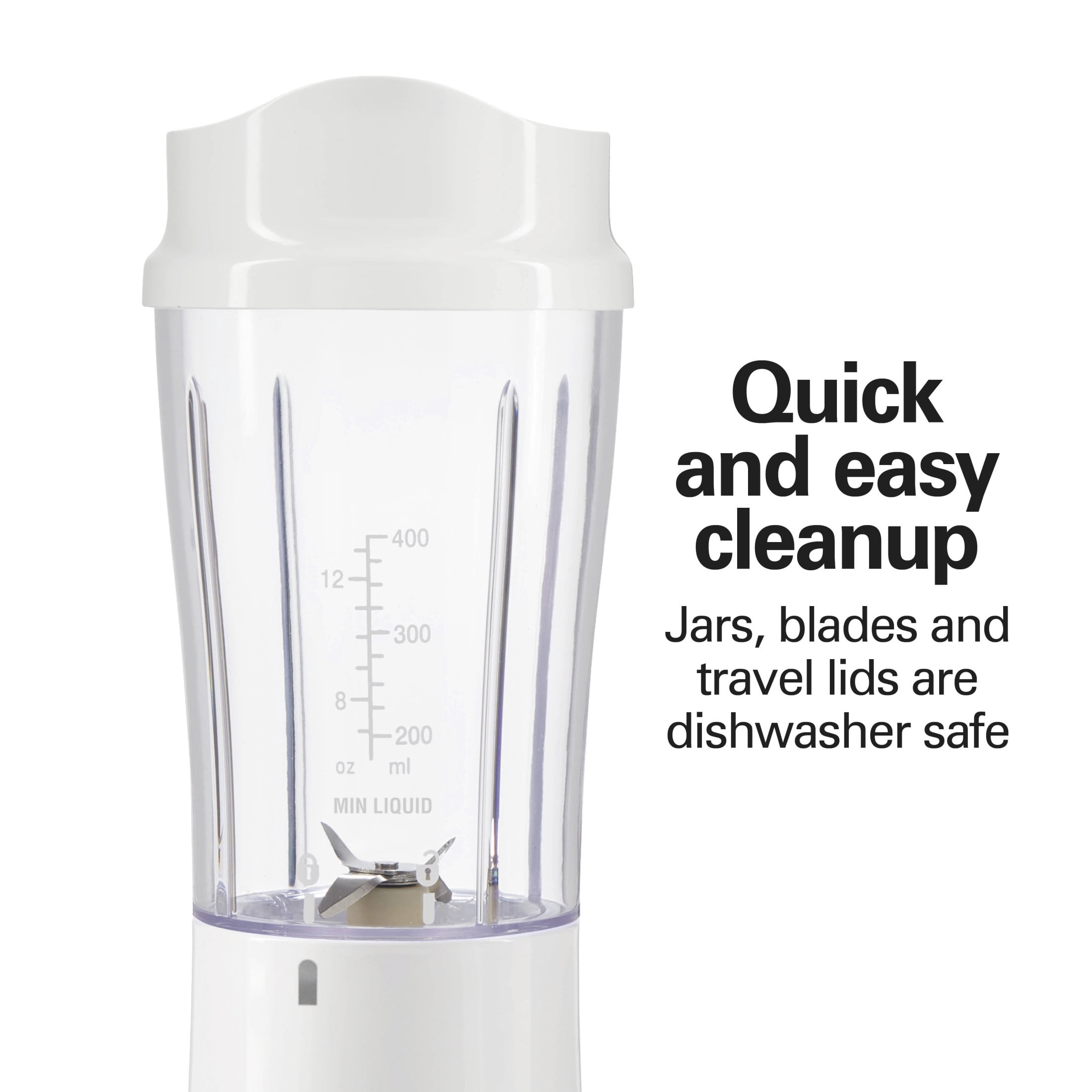 Hamilton Beach Personal Blender for Smoothies with 2 Travel Jars and Lids, White