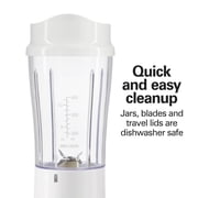 Hamilton Beach Personal Blender for Smoothies with 2 Travel Jars and Lids, White