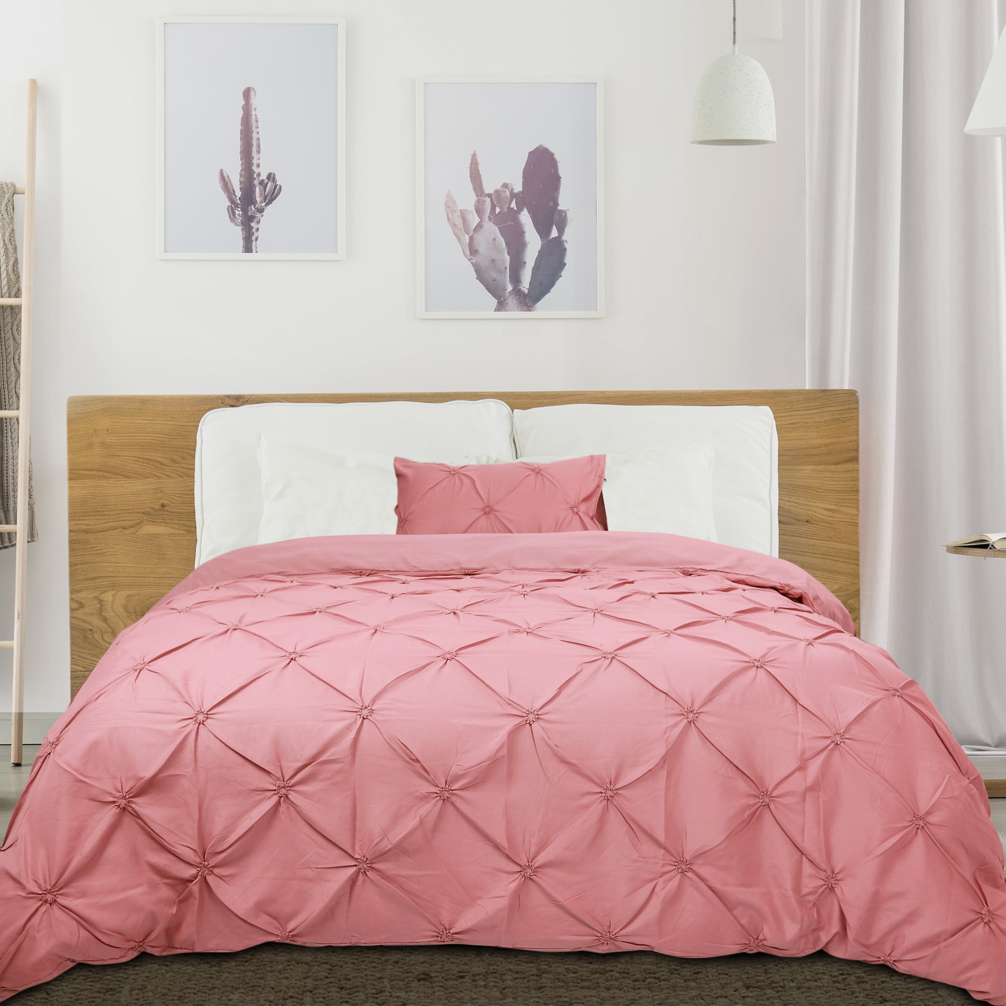 PiccoCasa Floral Polyester Duvet Set, Twin, Pink