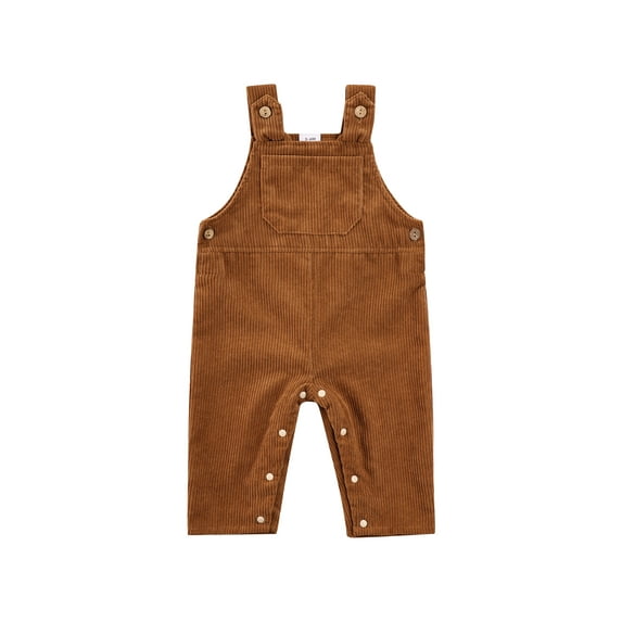 Qiylii Baby Girls Corduroy Bib Pants, Solid Color Square Neck Jumpsuit