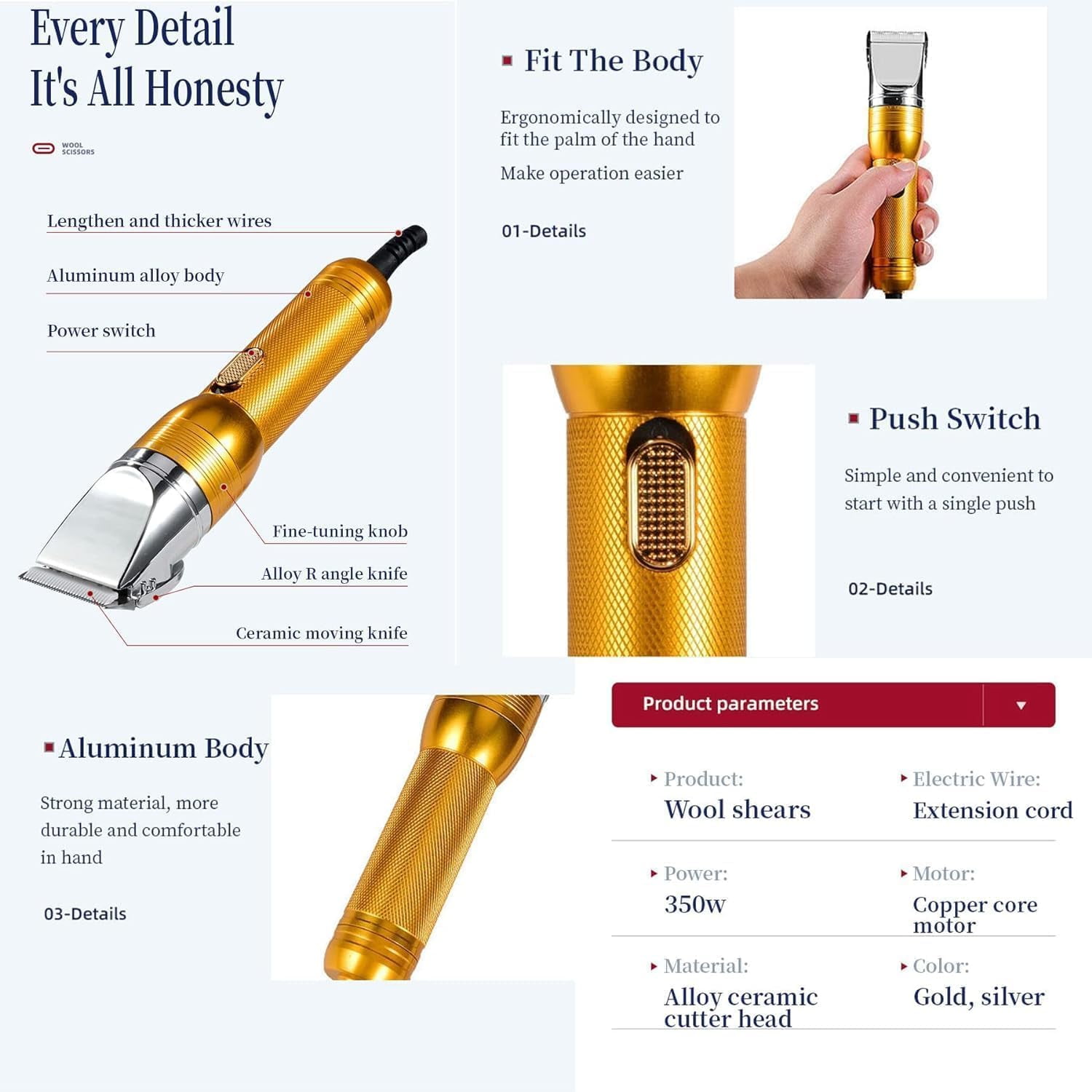 380W Heavy Duty Dog Clippers for Thick Coats - Professional Pet