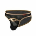 thumbnail image 1 of Men's Triangular Breathable Ice Silk Low Rise Lace Underwear for Everyday Casual Comfort with Mesh and Seamless Feel, 1 of 2