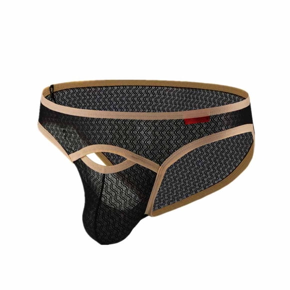 Men's Triangular Breathable Ice Silk Low Rise Lace Underwear for Everyday Casual Comfort in All Seasons with Mesh Detailing and Relaxed Fit