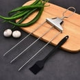 thumbnail image 5 of 3-Prong BBQ Skewers Semi-Automatic Grilling Fork Stainless Steel Barbecue Skewers Sliding Meat Fork for Outdoor Grilling Camping Heavy Duty Reusable Tools, 5 of 9