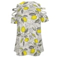 thumbnail image 5 of Lemon Pattern Womens Summer V Neck Zipper Top Short Sleeve T Shirt Off Shoulder Top Casual Classy Loose Shirts, 5 of 7