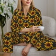 thumbnail image 6 of Fotbe Beautiful Sunflower Pattern Long Sleeve Pajama Set for Women,Sleepwear Set,2-piece Loungewear Set,Soft PJs Comfy Nightwear with Pockets -Medium, 6 of 7
