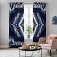 thumbnail image 5 of Navy Blue Grey Boho Kitchen Curtains 84 Inch Length, Southwestern Geometric Vintage Ethnic Grommet Top Bedroom Living Room Curtains, Light Filtering Cafe Curtain Drapes 2 Panels Set 84''x84'', 5 of 9