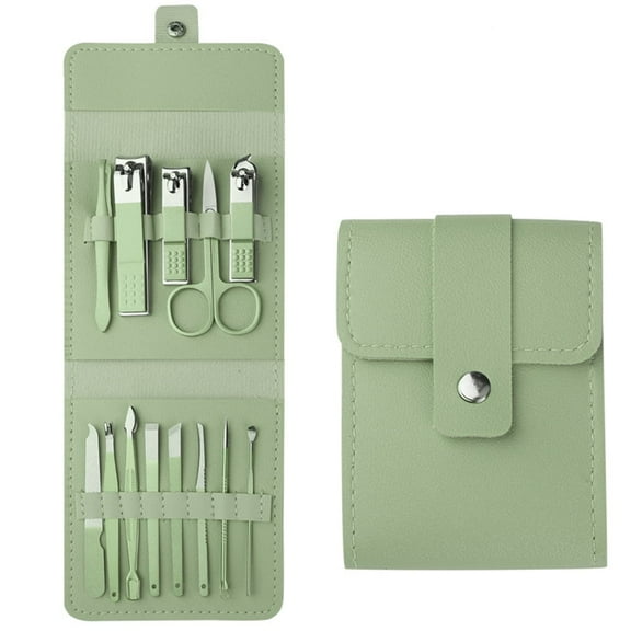 Xukmct 13 Pcs Stainless Steel Nail Clippers Fingernail Toenail Clippers Manicure Pedicure Kit for Women Men, Green