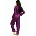 thumbnail image 3 of LONXU Women's Satin Pajamas Long Sleeve With Long Pajama Pant Set Silk Soft Lounge Sets Button Down sleepwear 2 Piece Pjs Set Nightwear Set XS-XXXL, 3 of 7