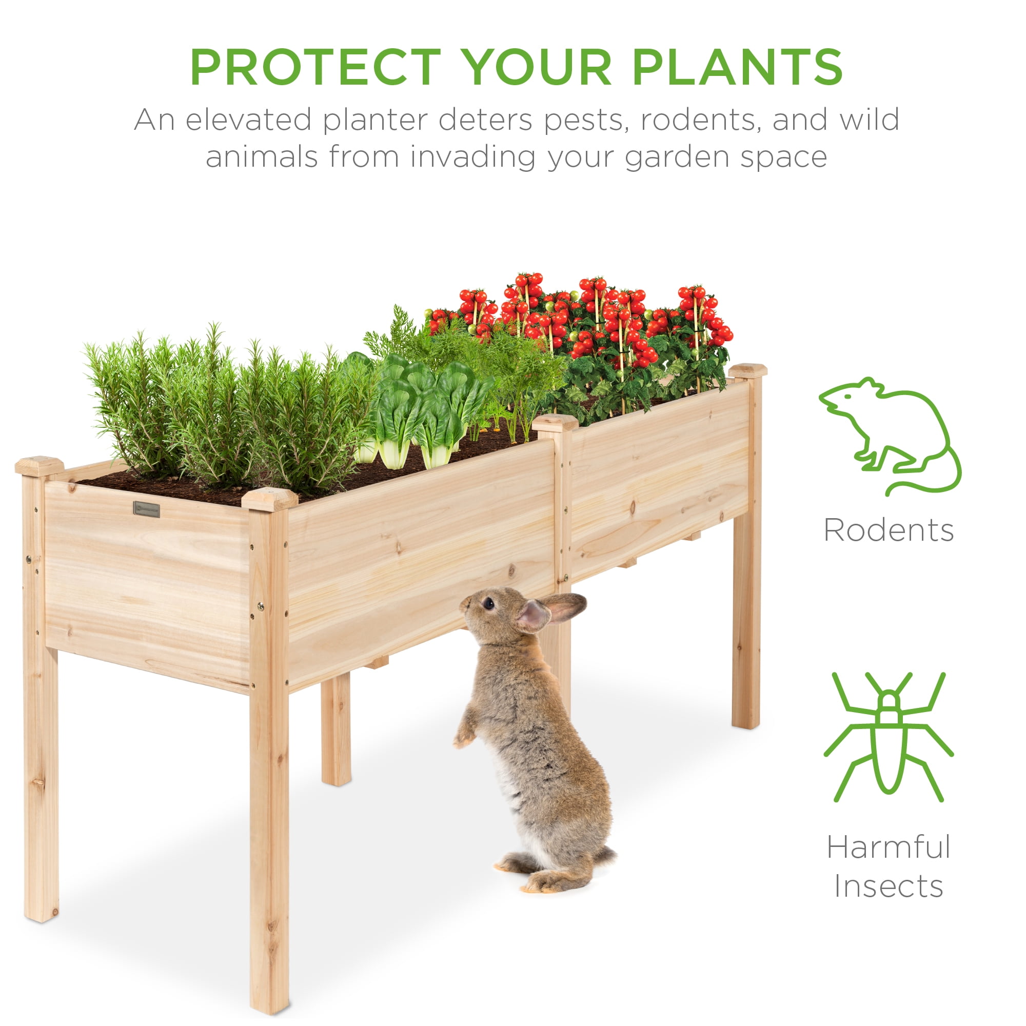 Best Choice Products 72x24x30in Raised Garden Bed, Elevated Wood Planter Box for Patio w/ Divider Panel - Classic Wood