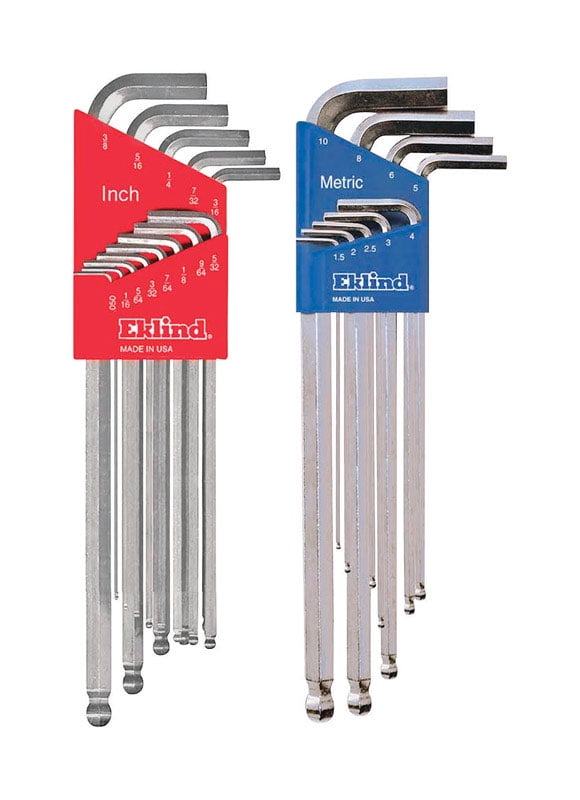 9 pc. Eklind Tool 1.5-10mm Metric Long Arm Hex L-Key Set Multi-Size in