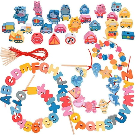 

TureClos Wooden Threading Game for Kids Threading Game Wooden Beads for Threading Motor Skills Toy Learning Toy Gifts Toy for Children