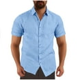 thumbnail image 1 of YanHoo Men's Beach Shirts with Pocket Cotton Linen Button Up Summer Shirts, 1 of 6