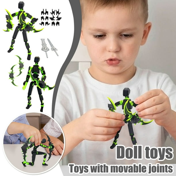 Titan 13 Action Figure, T13 Action Figure Robot, Stikbot Toys with Weapon Accessories, 3D Printed Action Figures Toys, Multi-jointed Movable Stick Bots Articulated Robot Dummy, Bot Figures
