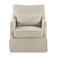 thumbnail image 4 of Martha Stewart London Skirted Swivel Chair - Beige Fabric, 360° Swivel, 28" Wide - Living Room, Bedroom Accent Chair with Metal Base &amp; Foam Filled Cushion, 4 of 8