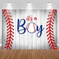 thumbnail image 2 of Its A Boy Baseball Theme Cute Baby Shower Backdrop, 2 of 5
