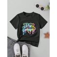 thumbnail image 1 of Young Girl Casual Cute Letter Print Round Neck Short Sleeve T-Shirt, Versatile For Daily Wear, Summer, 1 of 6