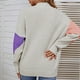 thumbnail image 2 of Gibobby SuéTer Mujer Invierno Suéter de punto de bloque de color de cuello cómodo casual para mujer para otoño e invierno(Morado,CH), 2 of 6