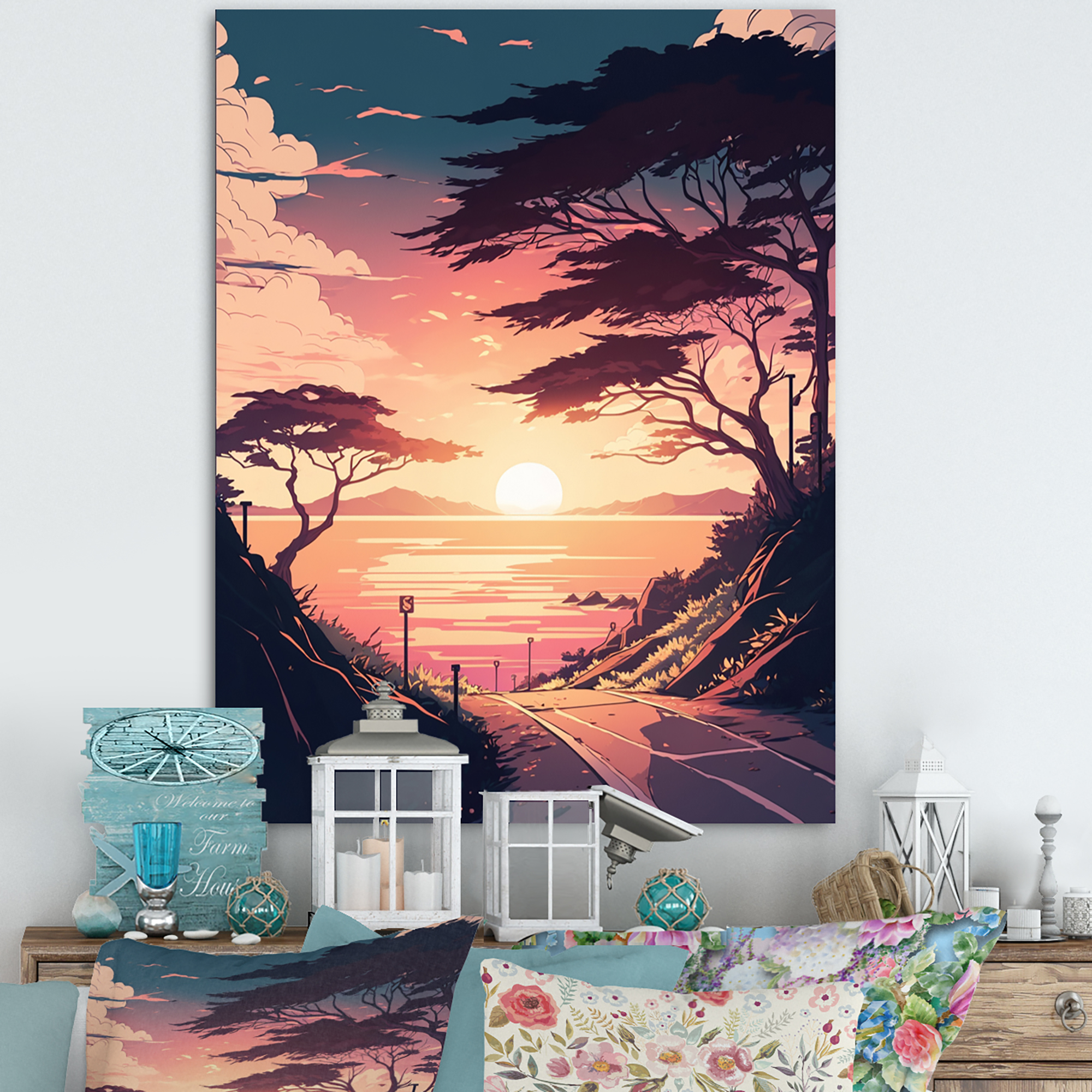 Designart Road To The Sunset VII Canvas Wall Art