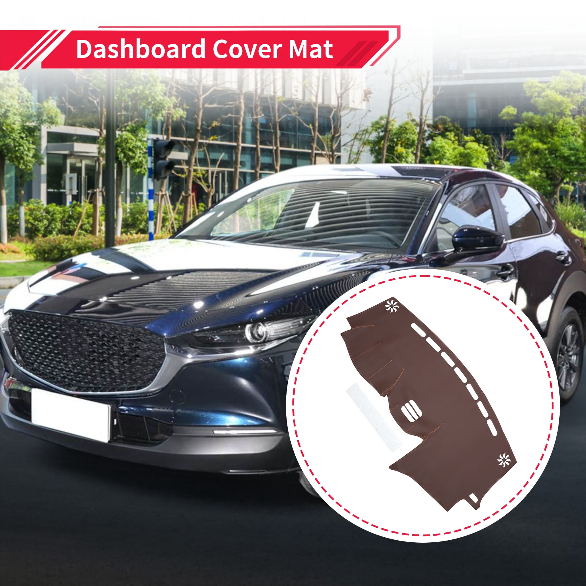 Dashboard Cover Dash Cover Mat Carpet for Lexus RX330 2004-2006 Brown Faux Leather 1 Pc Anti-Slip Car Interior