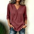 thumbnail image 1 of Neewe Women's Fashion 3/4 Sleeve Shirts, Plain V Neck Casual Pullover Tops Blouses with Spring Fall, 1 of 5