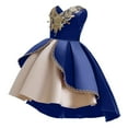 thumbnail image 4 of XEGLSBU Girls Dresses 4T Fancy Girls' Dress for Children off The Shoulder Party Gown Dress with Rose Embroidery Skirt for Ages 3 10 Blue Size 4-5 Years, 4 of 5