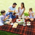 thumbnail image 4 of GZHJMY Red Black Plaid Large Picnic & Outdoor Beach Blanket, Waterproof Foldable Sandproof 3-Layer Picnic Mat for Camping,Hiking,Travel,Park,Concerts,78"X 78", 4 of 6