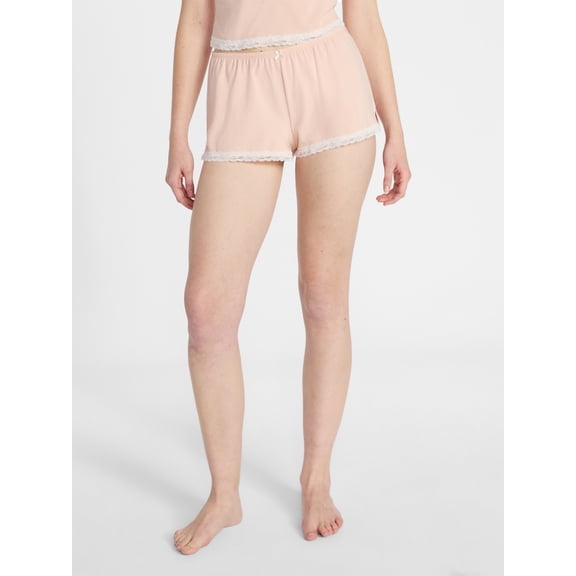 No Boundaries Single Jersey Lace Sleep Shorts, Women's XXS-3X