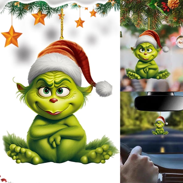 Lindos Y Divertidos Colgantes Monstruos Colección Artesanal 8cm Adorno para Navidad Creativo Interior Verde
