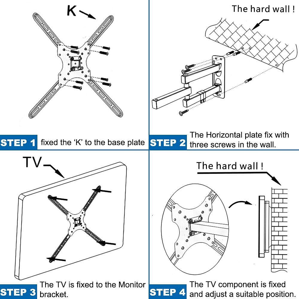 TV Wall Mount Swivel and Tilt Full Motion for Most 32to 55 inch TV Mount up to 44lbs