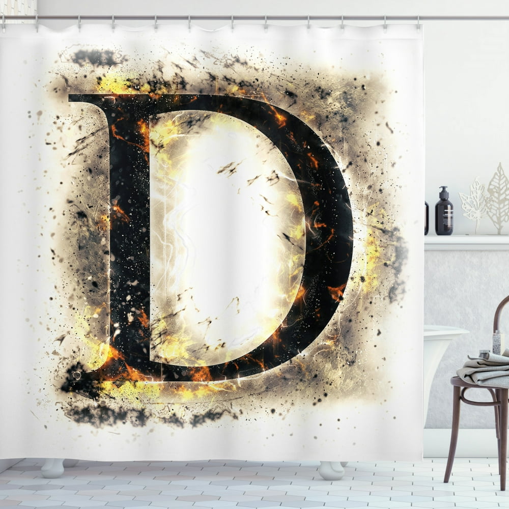 Letter D Shower Curtain, Evil Blazing Uppercase D in Big Fonts Heat ...
