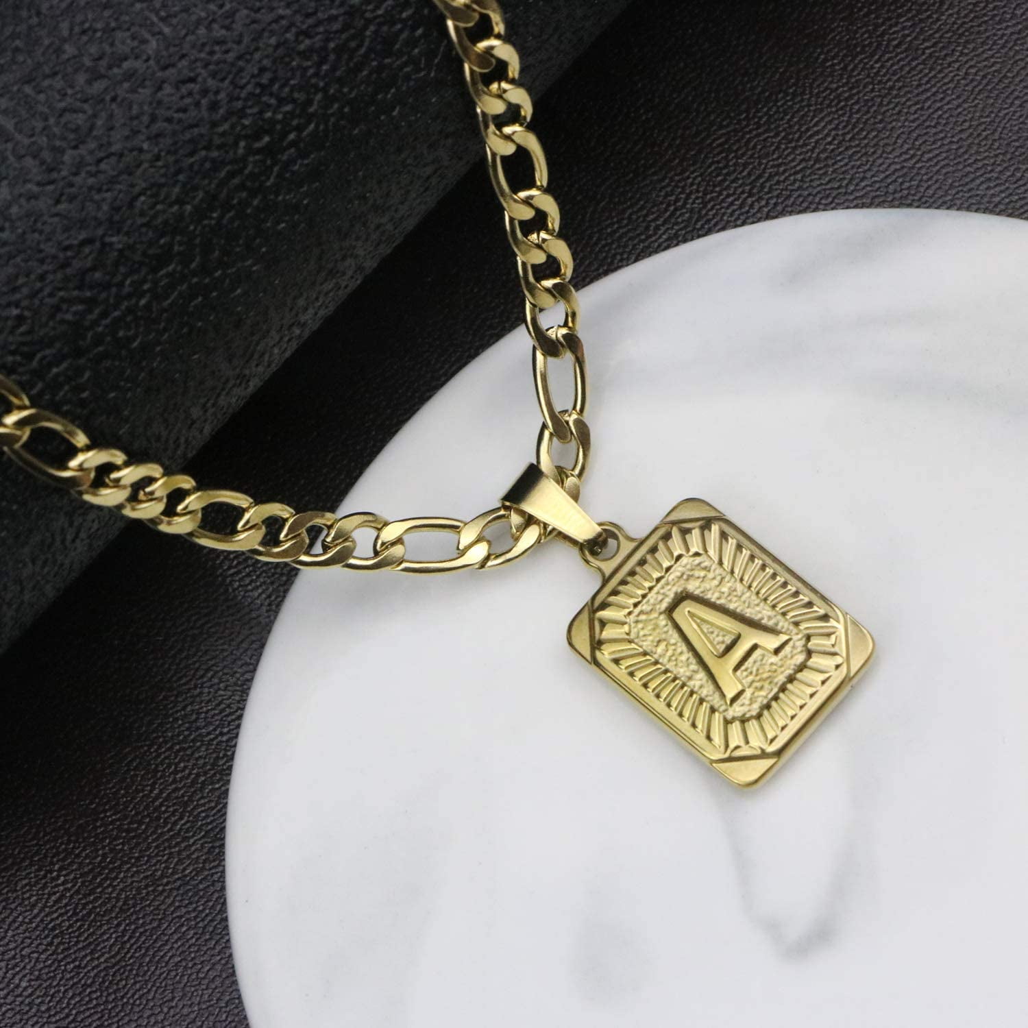 minimalistic 18k Gold Filled Rectangle Initial necklace hypoallergenic