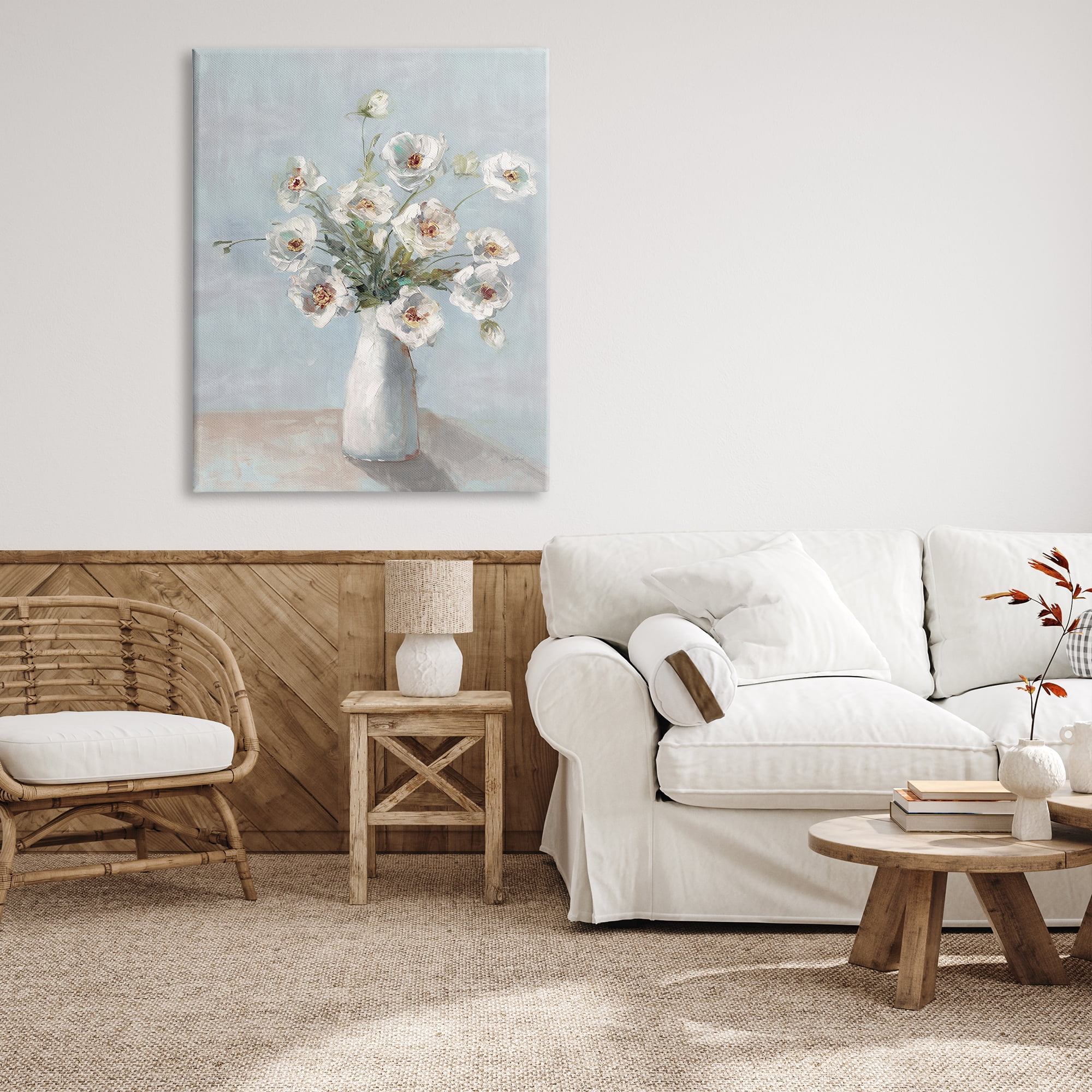 Stupell Industries Traditional White Blooms Botanical & Floral Painting Gallery Wrapped Canvas Art Print Wall Art, 36 x 48