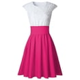 thumbnail image 3 of Minivestido de cóctel de encaje para mujer, vestidos patinadores de manga corta de verano para mujer, 3 of 3