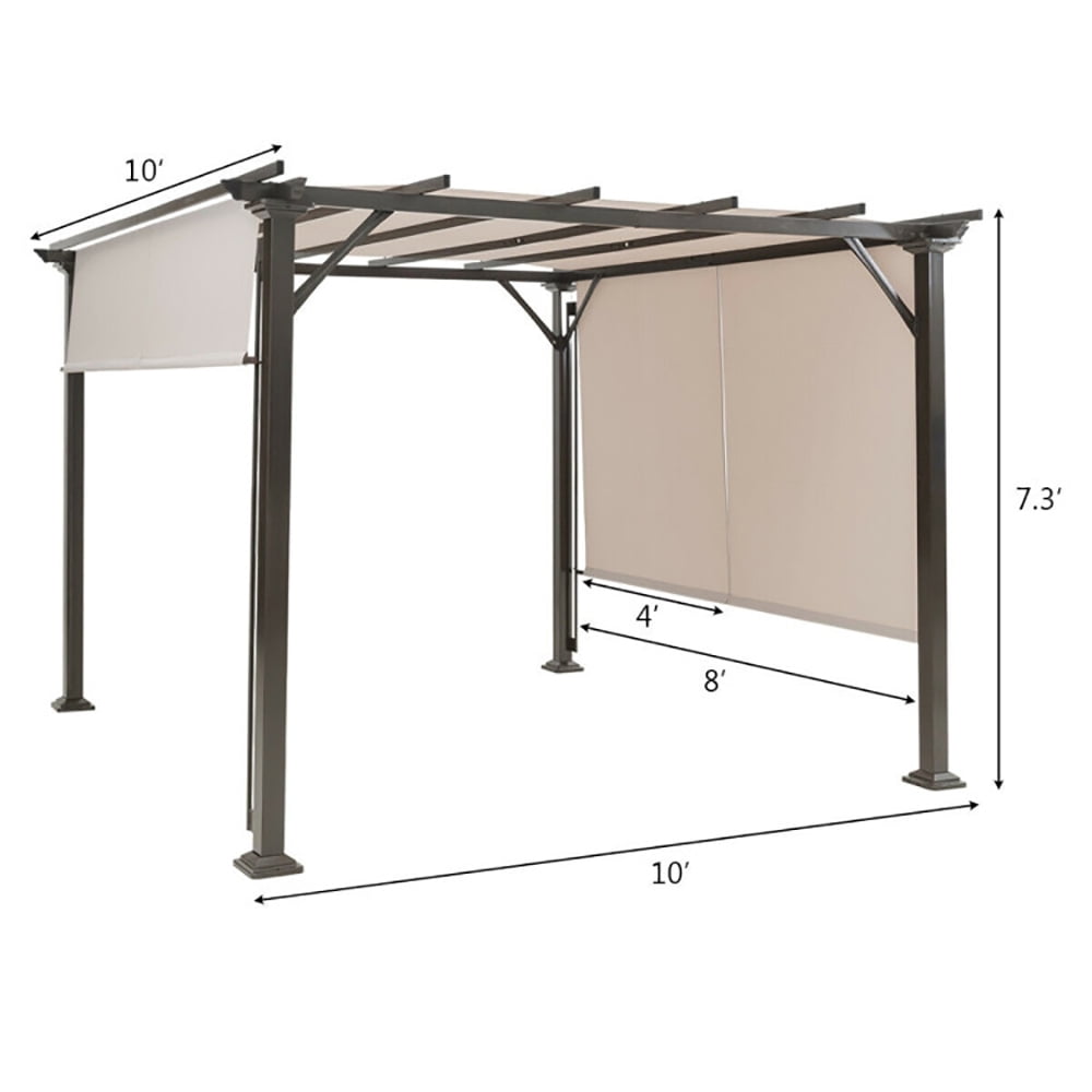 Aimee Lii 10 x 10 Feet Metal Frame Patio Furniture Shelter, Backyard Canopy Gazebo, Beige Aimee Lii 10 x 10 Feet Metal Frame Patio Furniture Shelter, Backyard Canopy Gazebo, Beige