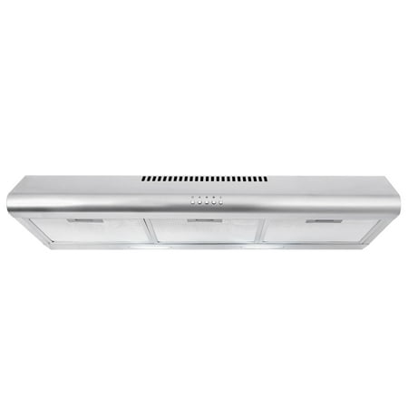 Cosmo COS-5MU36 36 in. Under Cabinet Range Hood Ductless Convertible Duct  Slim Kitchen Stove Vent with 3 Speed Exhaust Fan  Reusable Filter and LED Lights in Stainless Steel  36 inch
