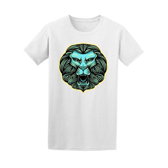 Angry Face Blue Lion Tee Men's -Image by Shutterstock