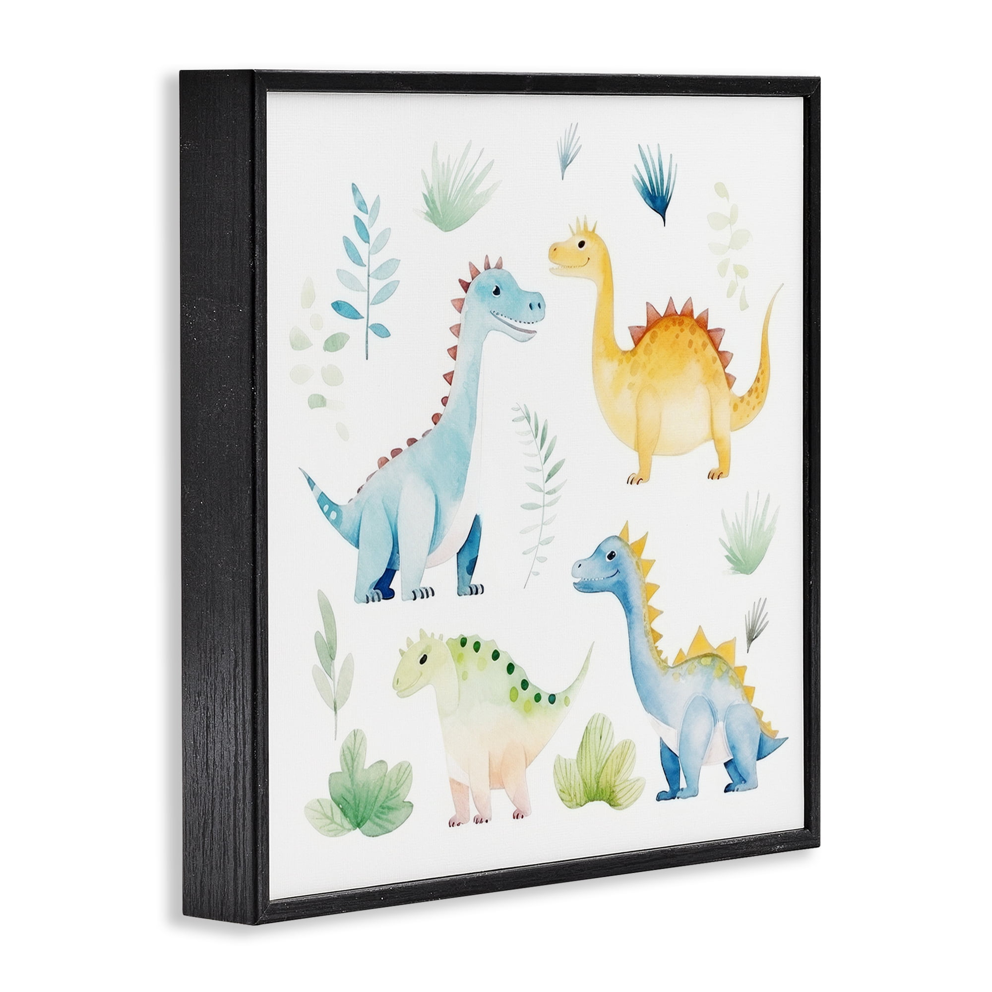 Stupell Industries Playful Dinosaur Wonderland Black Framed Giclee Art, design by Lazar Studio