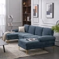 thumbnail image 3 of 113.39inch U-Shaped Sectional Sofa Couch, Convertible Modular Sectional Sofa with Double Chaise, Linen Upholstered Sofa Set, 6-Seater Sofa for Living Room Apartment, Easy Assembly, Grey-Blue, 3 of 7